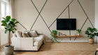 Design ZX0686 — Papier peint Lignes noires geometriques fond beige — Novomur