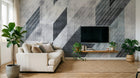 Design ZX0695 — Papier peint Triangles gris bleu grunge moderne — Novomur