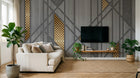 Design ZX0772 — Papier peint Triangles dores bois patterns beton luxe — Novomur