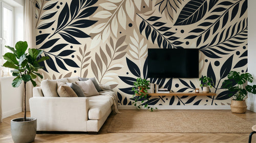 Design A0019 — Papier peint Botanique Feuilles Sombres — Novomur