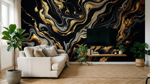 Design A0501 — Papier peint Marbre Noir et Or Luxe - Collection 2 — Novomur