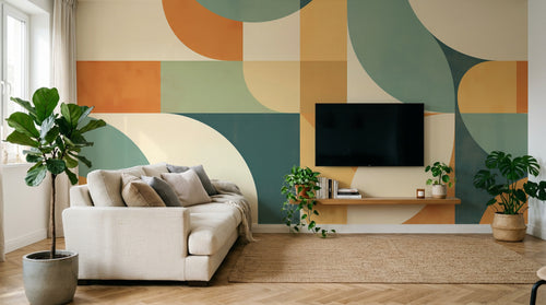 Design A0514 — Papier peint Art Abstrait Bauhaus Coloré - Collection 2 — Novomur