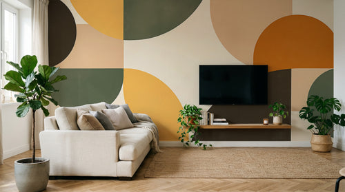 Design A0695 — Papier peint Art Abstrait Bauhaus Coloré - Collection 1 — Novomur