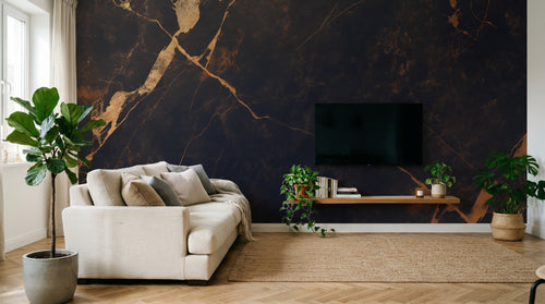 Design A0825 — Papier peint Marbre Noir et Or Luxe - Collection 1 — Novomur