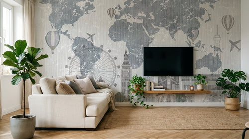 Design C0977 — Papier peint Carte du Monde — Novomur