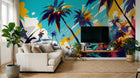 Design F0936 — Papier peint Palmier Tropical Pop Art Vif — Novomur