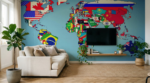 Design SD0368 — Papier peint Carte du Monde — Novomur