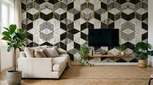 Design SD0409 — Papier peint Marbre Noir et Or Luxe - Collection 1 — Novomur