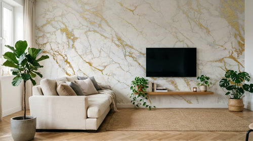 Design SK0136 — Papier peint Marbre Blanc Classique - Collection 2 — Novomur