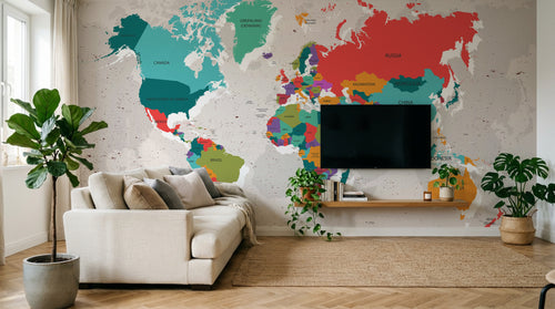 Design SK0450 — Papier peint Carte du Monde — Novomur
