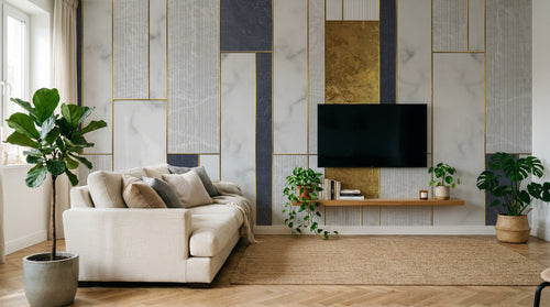 Design SK0539 — Papier peint Marbre Géométrique — Novomur