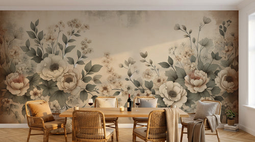 Design A0042 — Papier peint Floral Pivoines et Roses - Collection 1 — Novomur