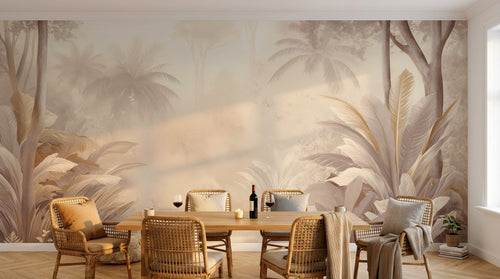 Design A0086 — Papier peint Palmier Tropical Vintage Sépia — Novomur