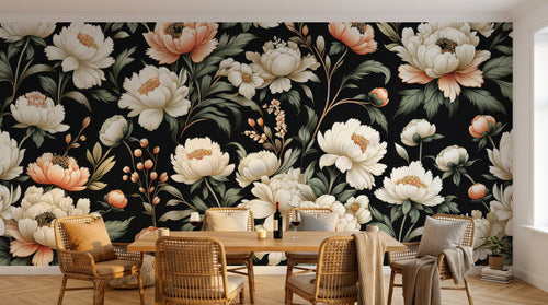 Design A0106 — Papier peint Floral Pivoines et Roses - Collection 2 — Novomur