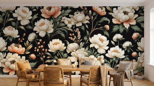 Papier peint Liberty Floral Anthracite - Sur mesure - Design A0106