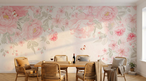 Design A0134 — Papier peint Floral Pivoines et Roses - Collection 2 — Novomur
