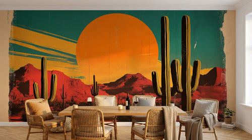 Design A0175 — Papier peint Paysage Désert et Cactus — Novomur
