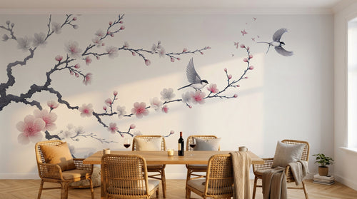 Design A0214 — Papier peint Cerisier Rose — Novomur