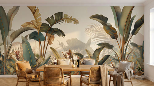 Design A0331 — Papier peint Jungle Tropicale Dense Aquarelle — Novomur