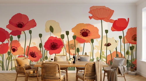 Design A0369 — Papier peint Coquelicots et Fleurs Sauvages — Novomur