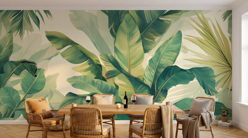 Design A0376 — Papier peint Palmier Tropical Vert - Collection 1 — Novomur