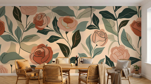 Design A0552 — Papier peint Floral Pivoines et Roses - Collection 2 — Novomur