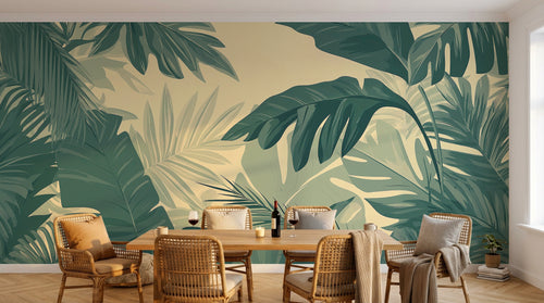 Design A0611 — Papier peint Palmier Tropical Vert - Collection 3 — Novomur
