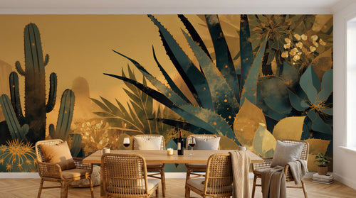 Design A0685 — Papier peint Paysage Désert et Cactus — Novomur