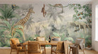 Design B021 — Papier peint Safari panoramique jungle brumeuse — Novomur