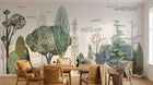 Design B032 — Papier peint Foret stylisee scandinave arbres minimalistes — Novomur