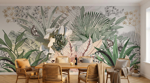 Design D0053 — Papier peint Palmier Tropical Vert - Collection 3 — Novomur
