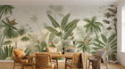 Papier peint Palmier Tropical Vintage Sépia D0328 en situation — Jungle Illustrée + Graphique Flat — Design D0328