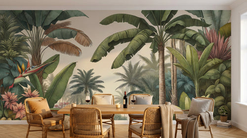 Design F0144 — Papier peint Jungle Tropicale Dense Aquarelle — Novomur