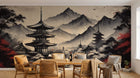Design F0169 — Papier peint Asie Encre Noire Pagode — Novomur