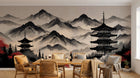 Design F0171 — Papier peint Asie Encre Noire Pagode — Novomur