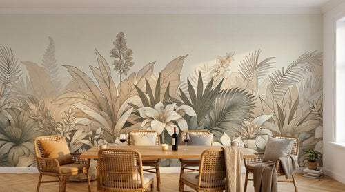 Design F0199 — Papier peint Palmier Tropical Vert - Collection 1 — Novomur