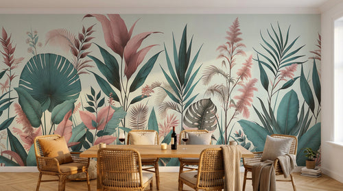 Design F0251 — Papier peint Palmier Tropical Vert - Collection 1 — Novomur
