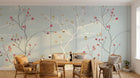 Design FC121 — Papier peint Branches baies rouges fond bleu pale — Novomur