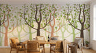 Design FC146 — Papier peint Foret stylisee arbres feuillage rond — Novomur