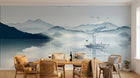 Design FC183 — Papier peint Paysage encre asiatique montagnes lac — Novomur
