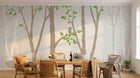 Design FC226 — Papier peint Foret scandinave cerfs et oiseau silhouette — Novomur