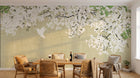 Design FC268 — Papier peint Cascade fleurs blanches vertes colibri — Novomur