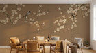 Design FC280 — Papier peint Prunier oiseaux fond taupe chinoiserie — Novomur