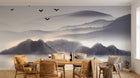 Design FC350 — Papier peint Paysage encre sumi-e montagnes barque — Novomur