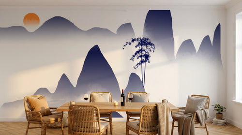 Design FC381 — Papier peint Paysage encre montagnes karstiques bambou — Novomur