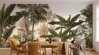 Design L0093 — Papier peint Jungle vintage palmiers et pagode — Novomur