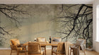 Design L0344 — Papier peint Branches nues fond gris vintage — Novomur