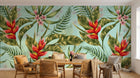 Design L0519 — Papier peint Pattern tropical oiseaux paradis fond bleu — Novomur