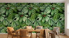 Design L0697 — Papier peint Pattern feuilles palmees vert dense — Novomur