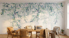 Design L0892 — Papier peint Branches feuilles vert eau cascade pastel — Novomur